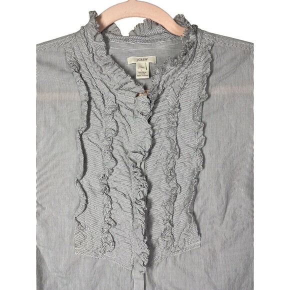 J.Crew Long Sleeve Button Up Shirt Women's Large size 10 Pleated Front Collar - Picture 3 of 9
